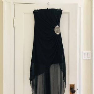 Black strapless mesh dress